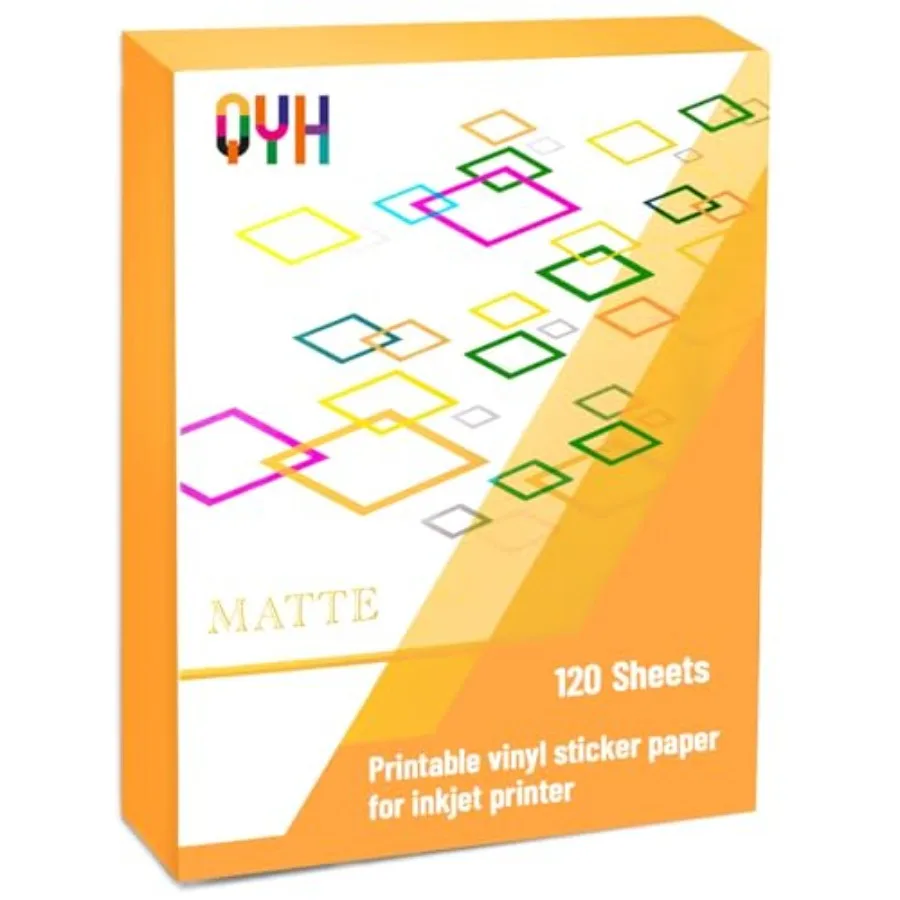 

Премиальная самоклеящаяся виниловая бумага для печати 1 лист 8,5"x11" - водонепроницаемая, не оставляющая следов, совместима с струйными/лазерными принтерами и Cricut/Silhouette.