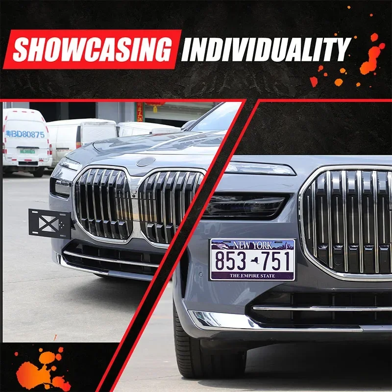 

For BMW 7 Series 2023-2024 Aluminum Alloy Black Car Front Bumper License Plate Holder Car Accessories