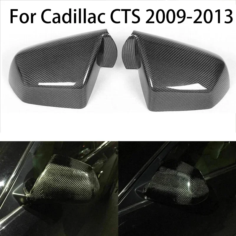 Real Carbon Fiber Car Rear View Side Mirror Covers Cap For Cadillac CTS 2009 2010 2011 2012 2013 Automobiles Parts Accessories