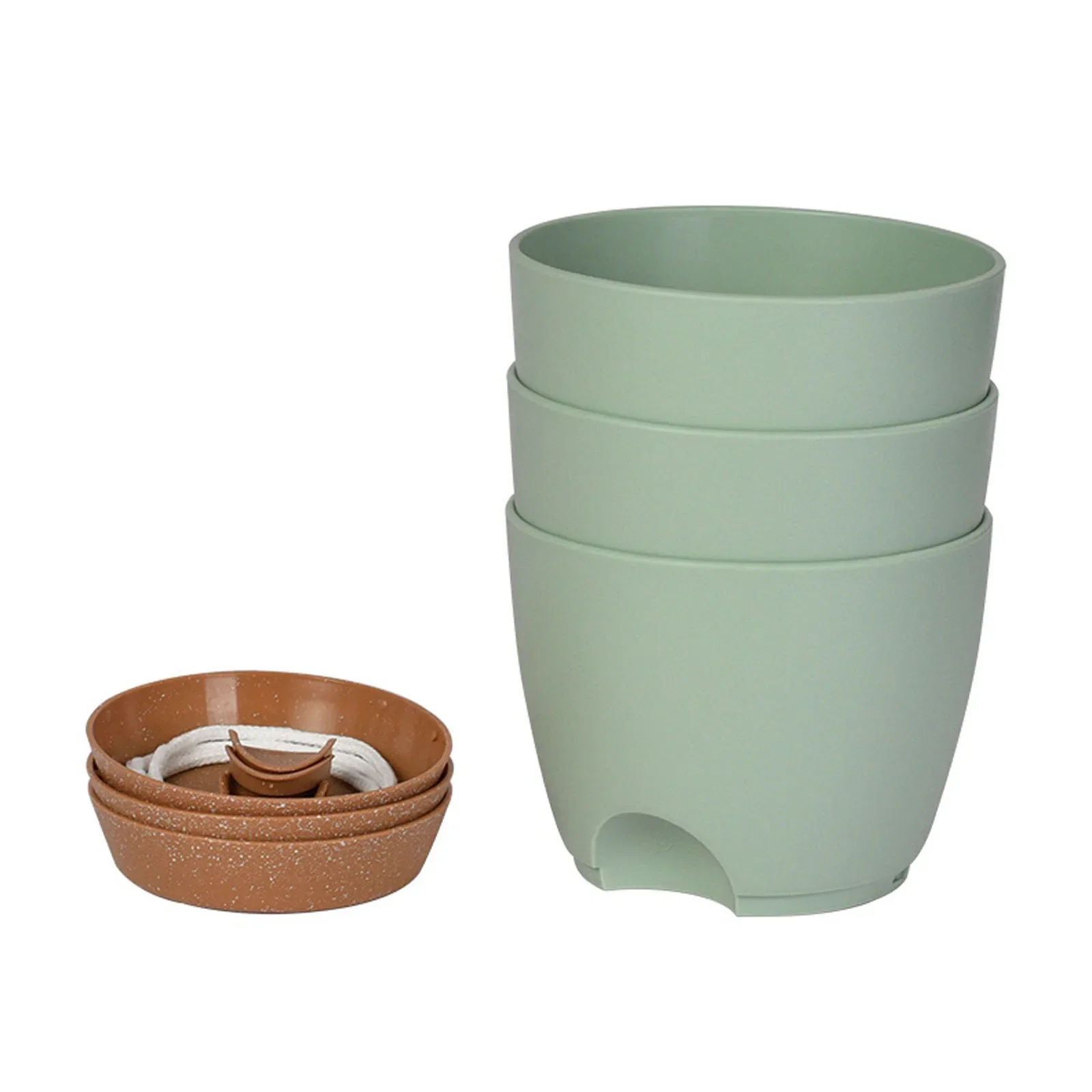 Safe Plastic Flower Pot Detachable Breathable Mesh Absorbent Cotton Sliver Side Watering Port 3PCS 65/75inch Green Gray White