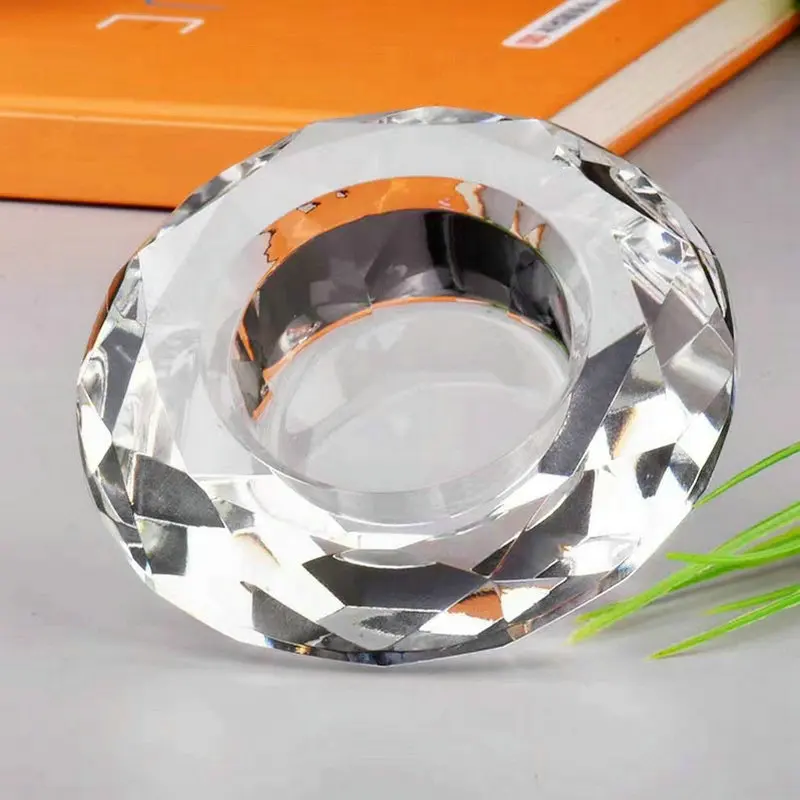 Clear Crystal Glass Candlestick Diamond-shaped Candle Holder For Candlelight Decoration Home Decoration