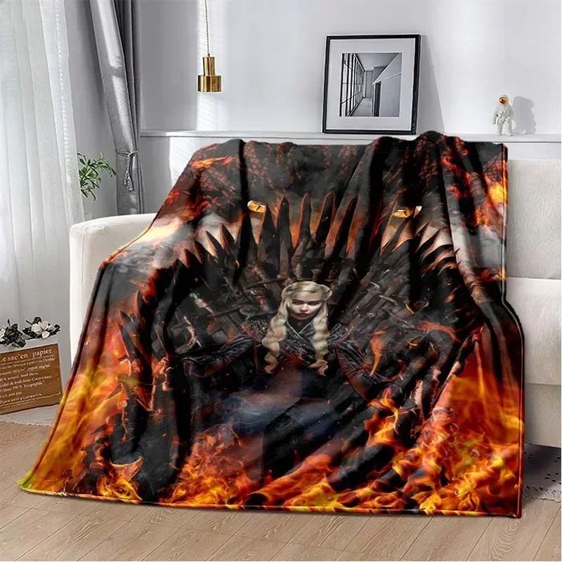 Game Dragon Plush Throw Blanket TV Series Thrones Fleece Bedspread Blanket Flannel Bedding Square Picnic Wool Soft Blanket