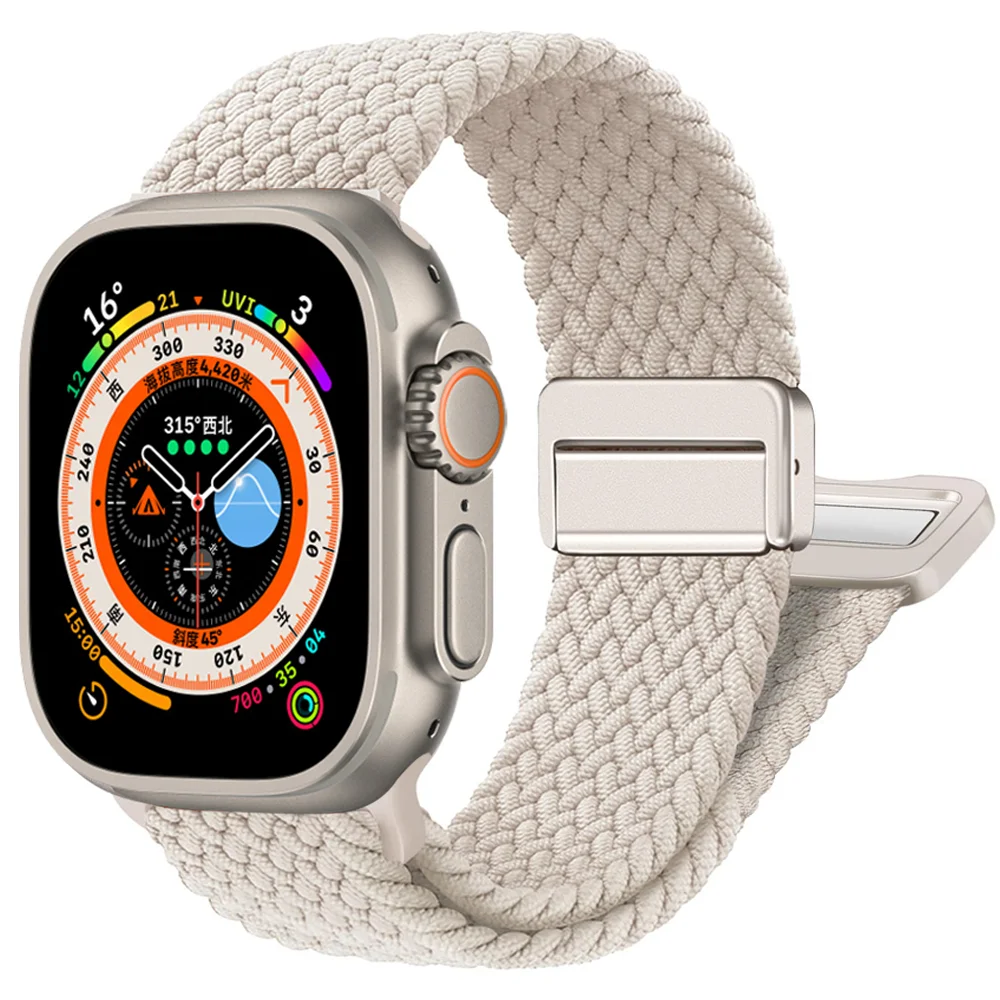 Braided nylon For Apple Watch Ultra Band 49mm 44mm 40mm 45mm 41mm 42mm 38mm correa Bracelet iWatch series 9 8 7 6 5 4 2 SE Strap