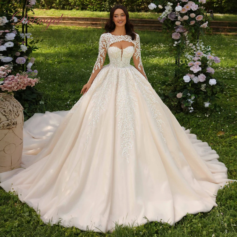 

Detmgel Classic Sweetheart Ball Gown Wedding Dress Vintage Appliques Backless With Jacket Court Train Bridal Gown Customized