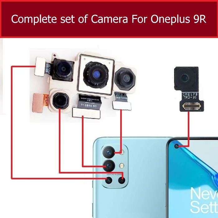 Módulo de cámara de Selfie frontal, piezas de Cable flexible para Oneplus 1 + 9 9 Pro 9R, Cámara principal trasera