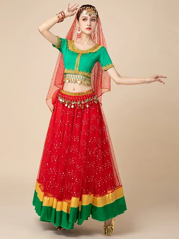 Exotic Western Region Dance Girl Belly Annual Party Group Dance Costume Set of Five Pieces