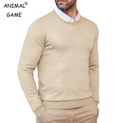 Autumn Men's Knit Sweaters Crewneck Long Sleeve Pullover Casual Sweater Classic Fit Soft Pullover Winter Warm Streetwear