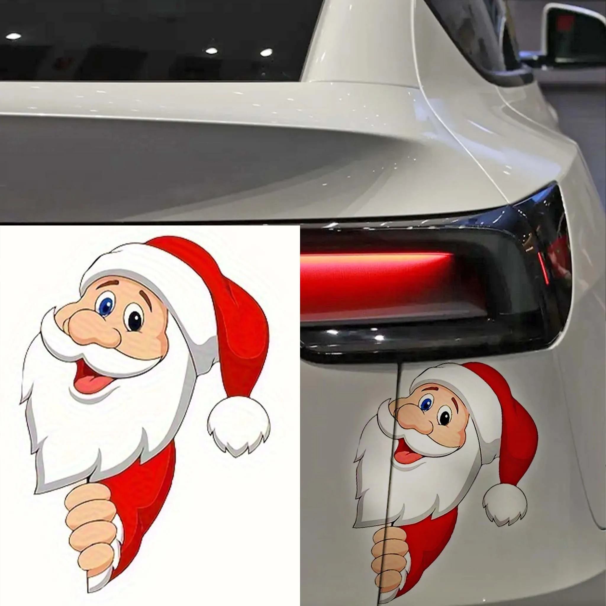 

1 шт., наклейка на автомобиль с Санта-Клаусом, водонепроницаемая для авто Winfdow, самоклеящаяся виниловая отделка, веселый мультфильм, рождественское украшение