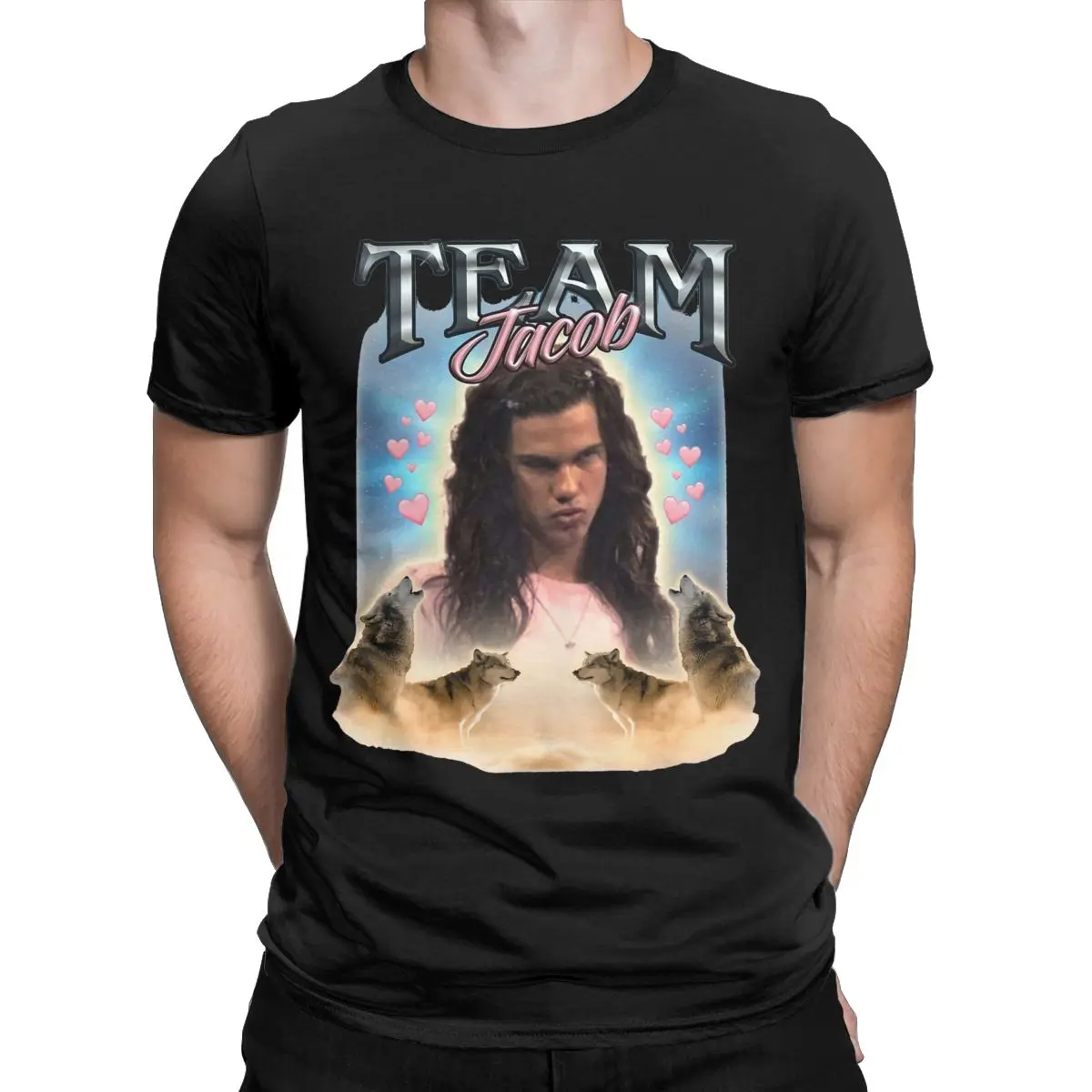 Men T-Shirt Team Jacob Cursed Fan Collage Twilight 100% Cotton Tee Shirt Short Sleeve T Shirt Round Neck Clothes Printing