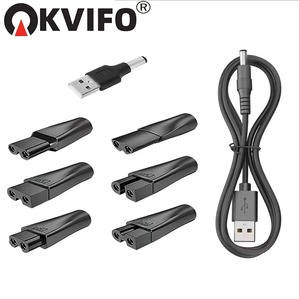 

KVIFO 8 PCS Power Cord 5V Replacement Charger USB Adapter Suitable for All Kinds Hair Clippers, Beard Trimmers, Shavers