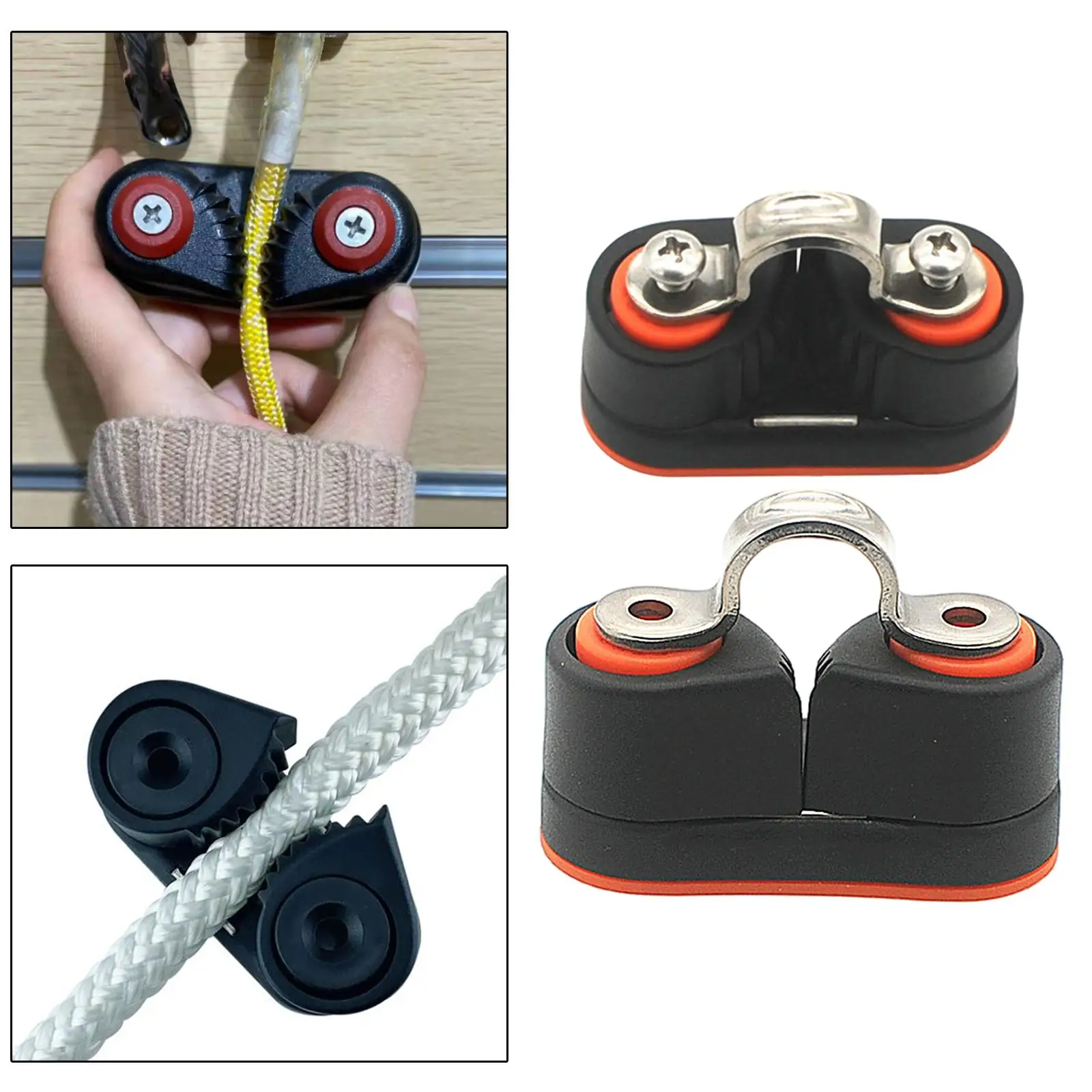 Marine Sailing Fast Entry cam Cleat with Leading Rings ,Orange with Fairlead