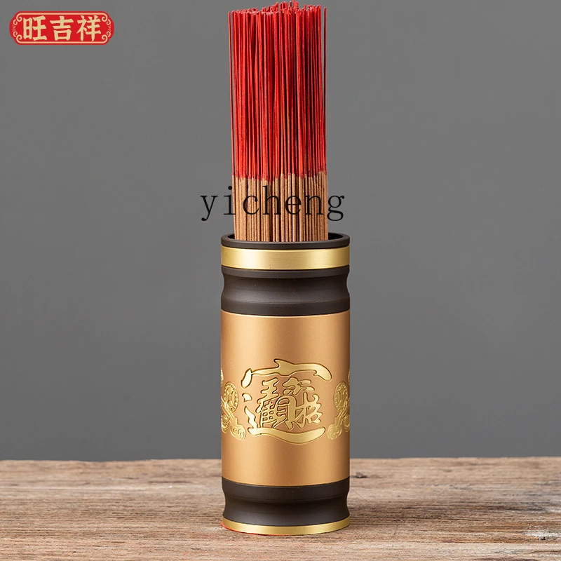LYY Bucket for inserting incense in front of zz Buddha Brass incense bucket Household Buddhist hall oral offering device for