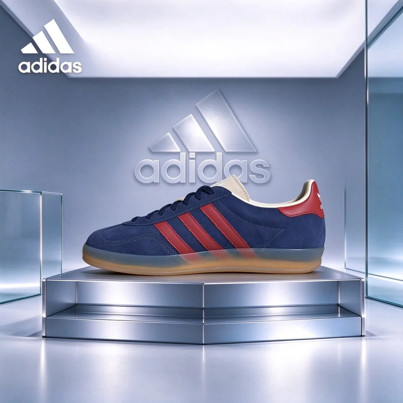 adidas Men Handball Shoes, Navy, Vintage Style, Lace-up, Comfortable, Street Style JH5404