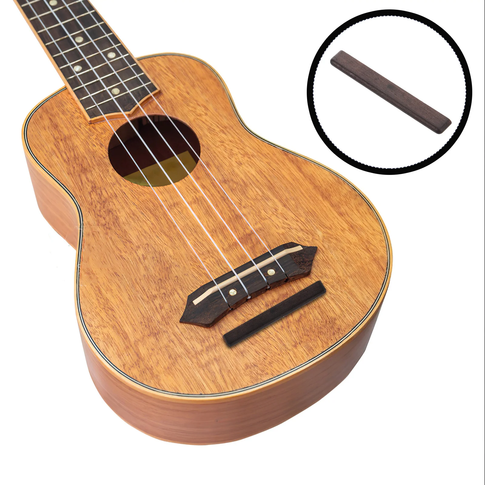

Wood Ukulele Bridge Saddle Durable Acoustic Electric Guitar Replacement Parts Accessories for Practice Performance