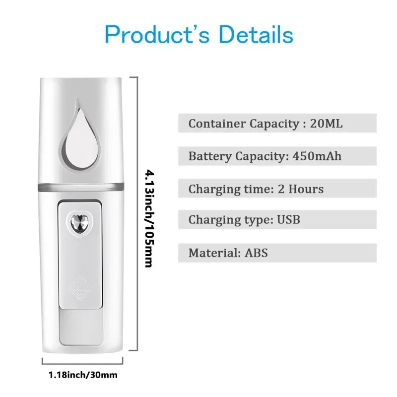Mini pulverizador de Nano niebla para refrigeración Facial, práctico pulverizador Facial, humidificador, portátil, recargable por USB, dispositivo