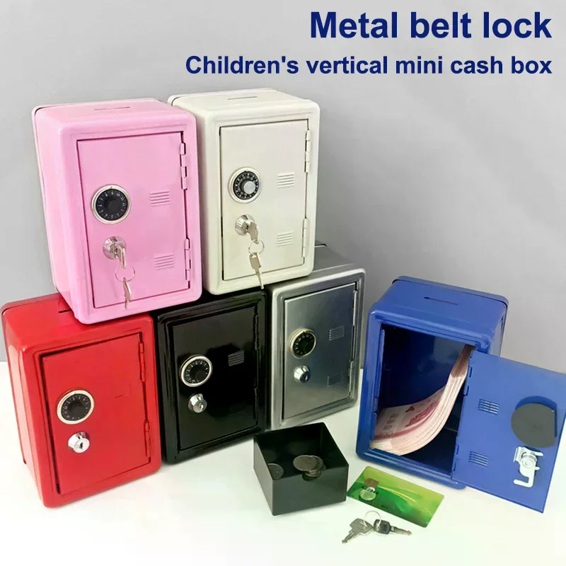Frcctre Kids Safe Bank, Money Box With Coin Tray, Mini Locker Small Safe Storage Box Piggy Bank With Combination Lock And Key
