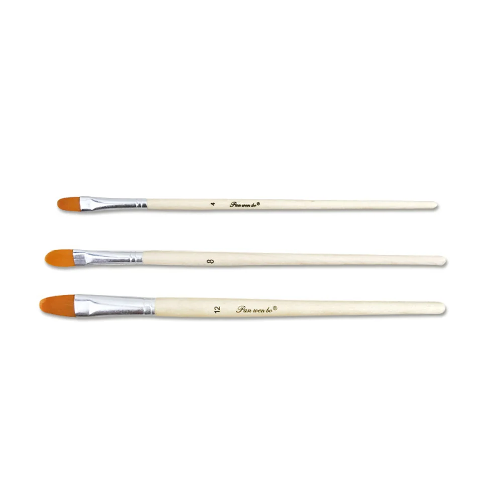 6 Pcs Nylon Paint Wood Handle Artist Paint Brush Set Aluminum Watercolor (Nails Round) nylon Painting