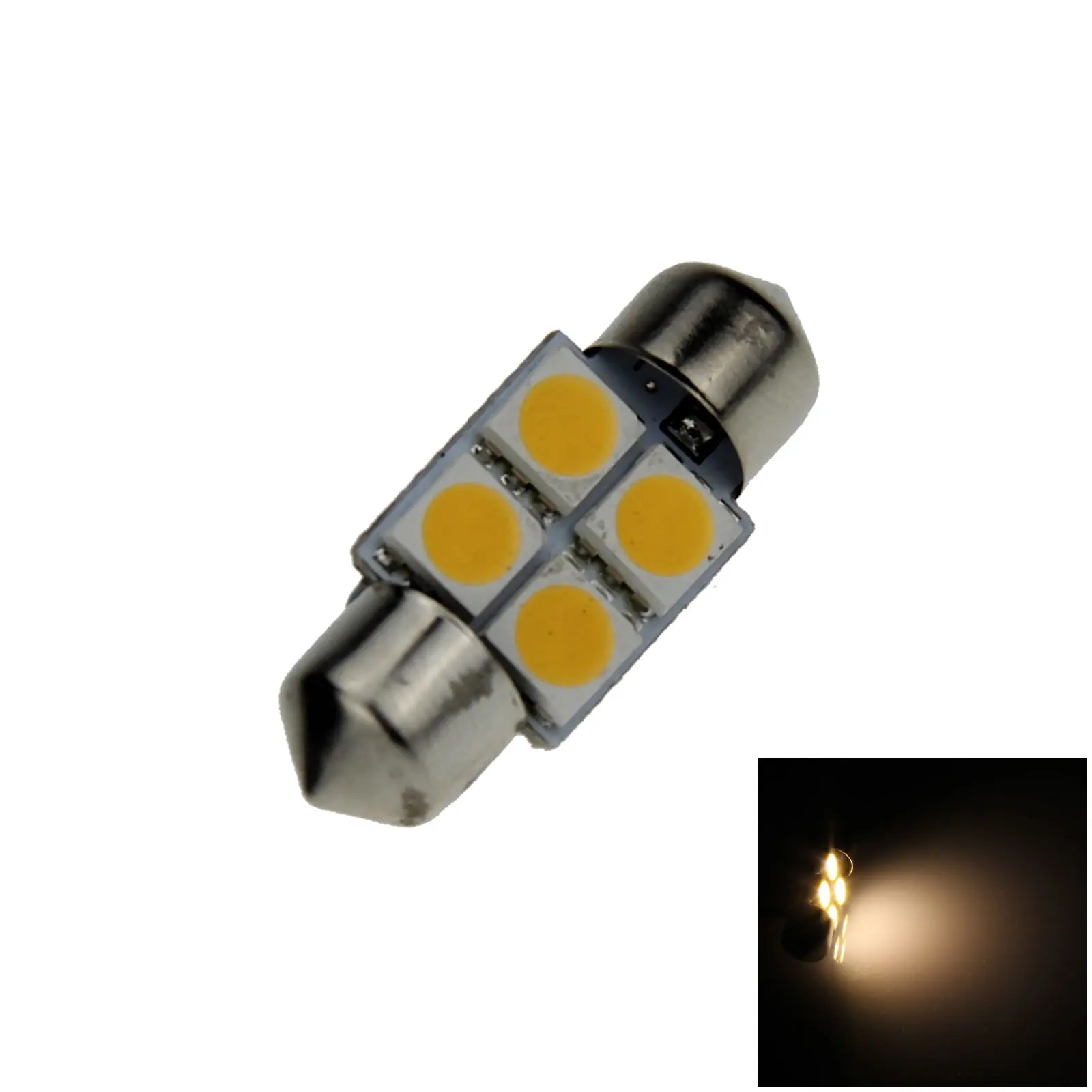 1x Warm white RV 31MM Festoon Blub License Plate Lamp 4 Emitters 5050 SMD LED 3021 I003-WN