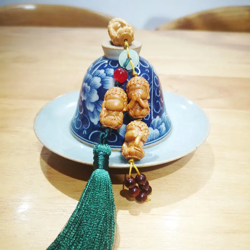 

Sandalwood Buddha Charm Pendant Traditional Auspicious DIY Clothes Accessory for Hanfu Bags Phones Lucky FengShui Gifts
