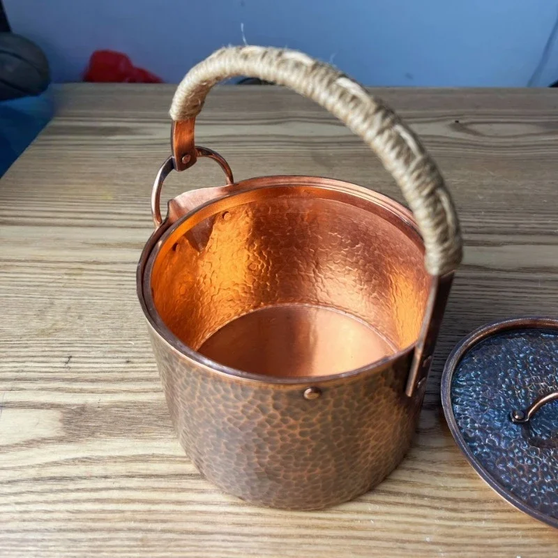 

Винтажный кофейник из чистой меди, портативный термостойкий фильтр с молотковой текстурой, чайник, чайная посуда, чайник ручной работы, посуда для напитков