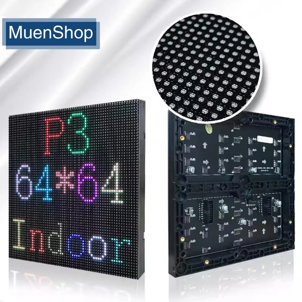 Wewnętrzny moduł LED P3 192x192mm 64x64 piksele SMD2121 Pełnokolorowy RGB 1/32 Scan HD Panel wyświetlacza wideo do ścian wideo