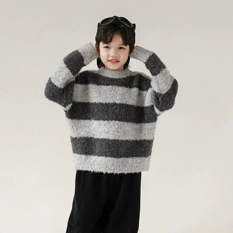 Heavyweight Winter Sweater for Boys, Fleece-Lined Thermal Knitwear, Toddler Boys Crew Neck Base Layer, Warm & Cozy Kids Clothing
