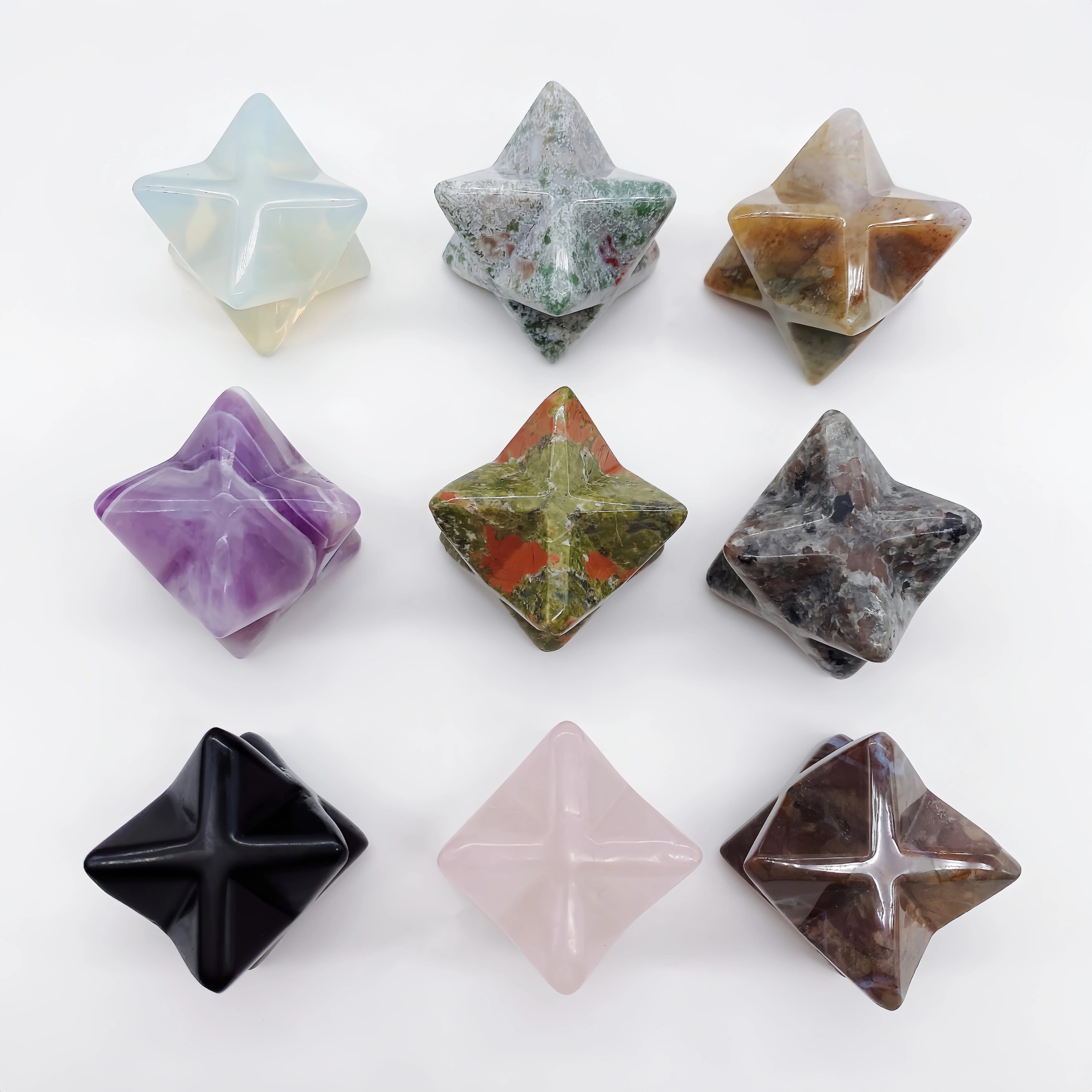 25*40mm Crystal Merkaba Star Natural Chakra Quartz Stone Wiccan Reiki Healing Energy Gem Mineral Home Decor Gift aquarium