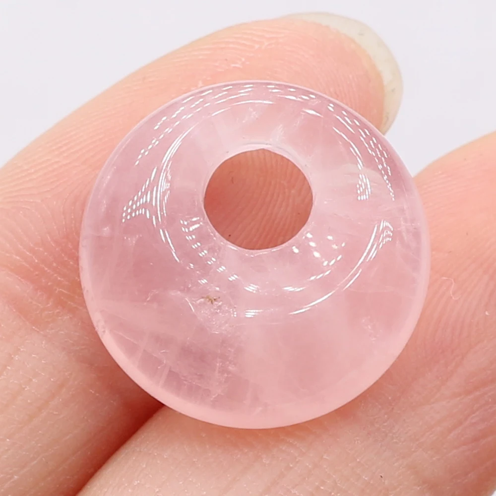 2pcs Natural Stone Big Hole Beads Rose Quartzs Malaysian Jades Beads for Making DIY Jewerly Necklace Earrings Bracelets 18mm