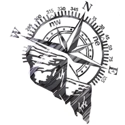 Auto Hood Body Sticker Mountain Compass Large Vinyl Car Bonnet Side Stickers PVC Van Camper Black Compass Decal Decor 50*60cm