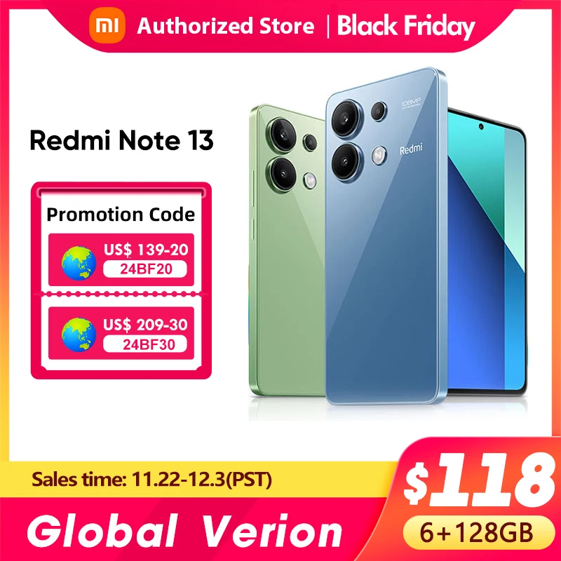 Global Version Xiaomi Redmi Note 13 Cellphone 120Hz AMOLED display 33W charging 108MP camera Snapdragon 685 Octa core 17 sold286,961.59404,175.84Save 117,214.25-29%XIAOMI Authorized StoreSee previewSi