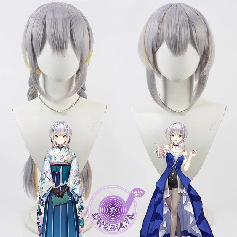 Шиори Рури Косплей Парик Vtuber Серый Желтый Плетеные Синтетические Волосы Термостойкие Хэллоуин Ролевые Игры Вечеринка Карнавал + Кепка Для Парика