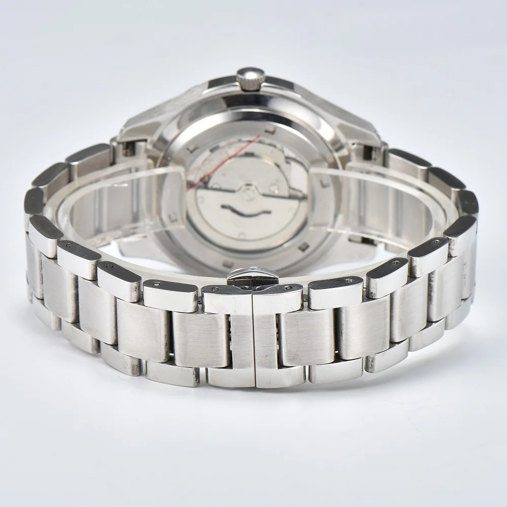 2023 جديد الميكانيكية التلقائي الأزرق الوجه الفولاذ المقاوم للصدأ 42 مللي متر ساعة رجالية الرياضة ساعة فاخرة الرجال مزدوجة المفاجئة مشبك