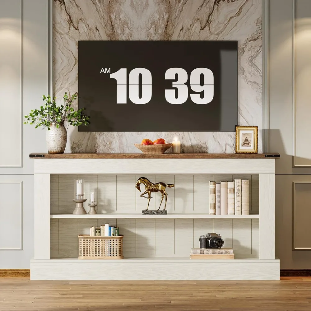 Farmhouse TV Stand for 70-Inch TV, 63" Entertainment Center with Storage, Modern Media Console Table for Living Room,
