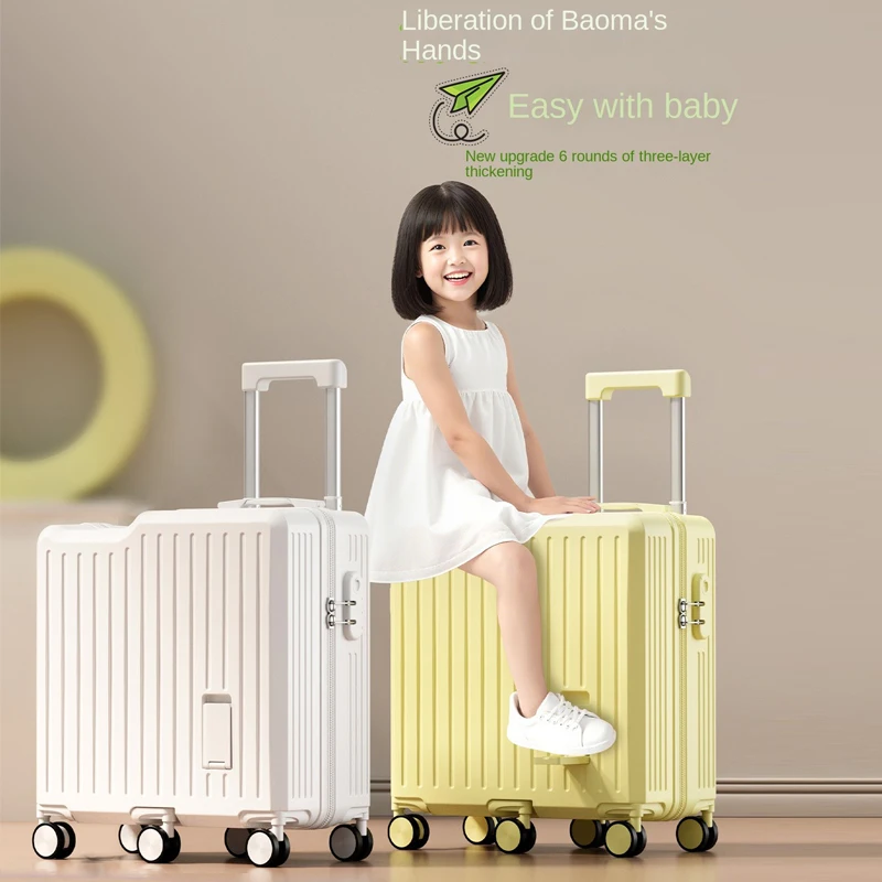 Children's luggage Six Wheels Reinforcement Can Sitting and Riding Parent Child 20-inch Boarding box Boy and Girl Trolley case