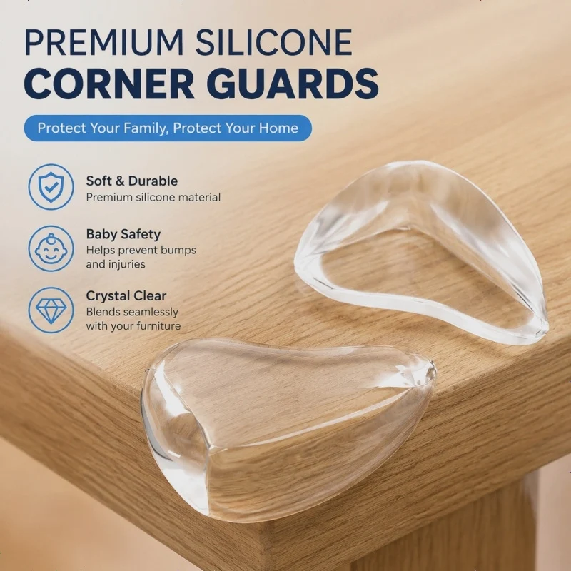 4Pcs Silicone Corner Protector Baby Safety Table Edge Guard Anti-Collision Cover, Soft Rubber Bumper for Furniture, Childproo