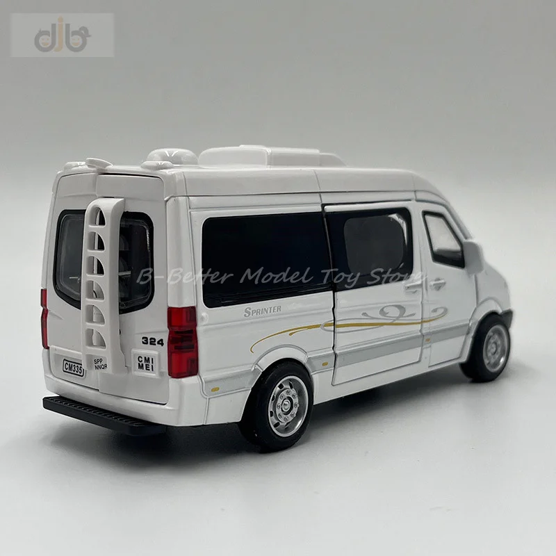 1:38 Diecast Metal Model Toy Sprinter Van Minibus MPV Miniature Replica Pull Back With Sound & Light