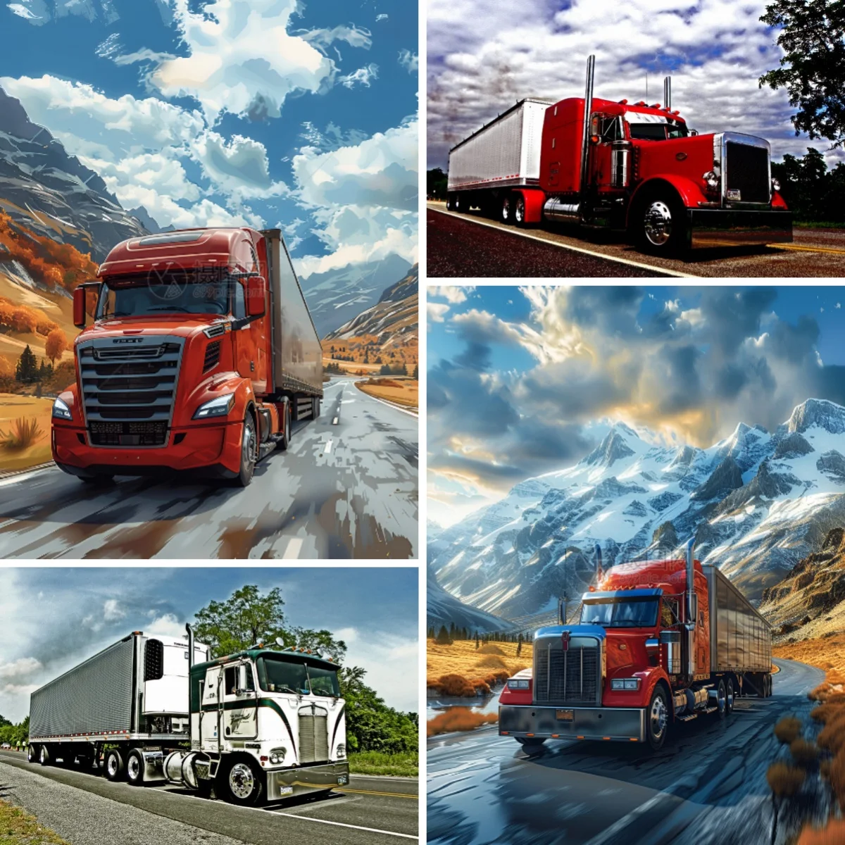 

5D Diamond Painting Kit for Adults Full Round Big Rigs Truck Art Rhinestone Painting Mosaic Gifts for Truck Driver Fathers Day