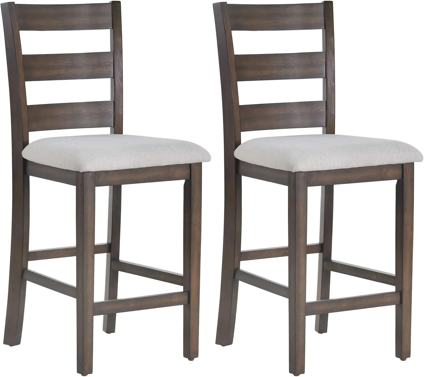 Colamy 25 Inch Modern Wooden Bar Stools, Counter Height Bar Stools Set Of 2, Upholstered Fabric Barstools Dining Chairs With