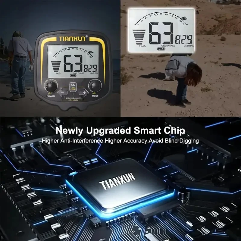 كاشف المعادن TX-850، كاشف مجوهرات معدني احترافي تحت الأرض مع ارتفاع قابل للتعديل. وضع حساسية عالية الدقة