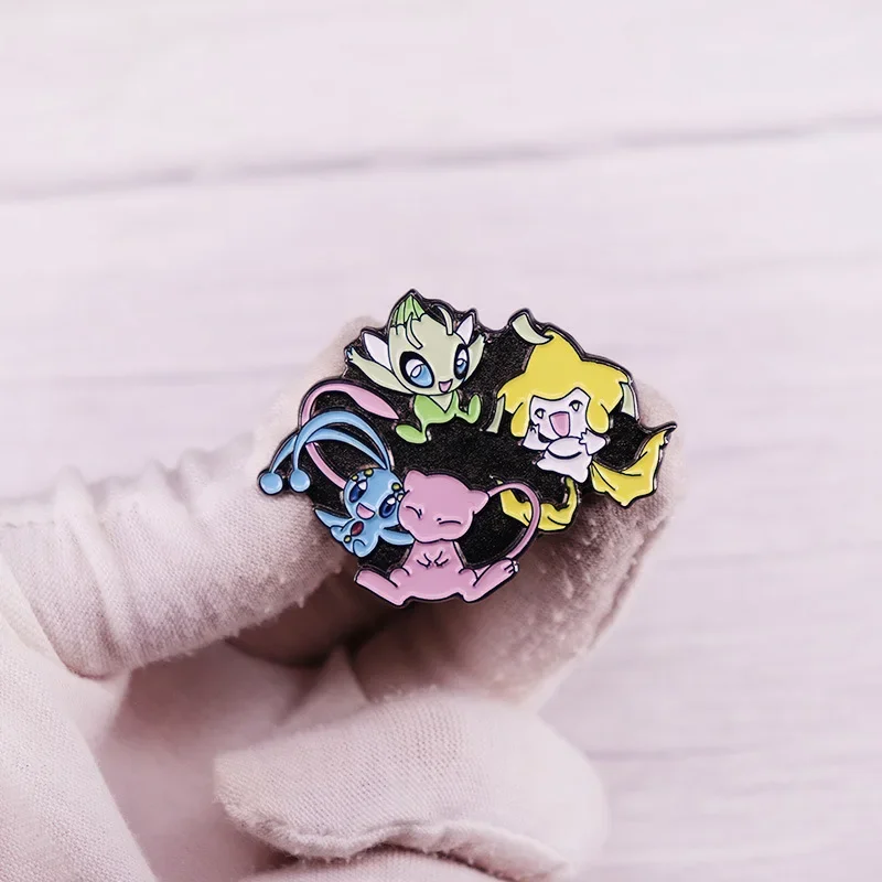 

Mythical Pokemon Anime Jirachi Celebi Mew Metal Badge Backpack Clothes Brooch Decoration Pin Accessories Kids Toy Birthday Gifts