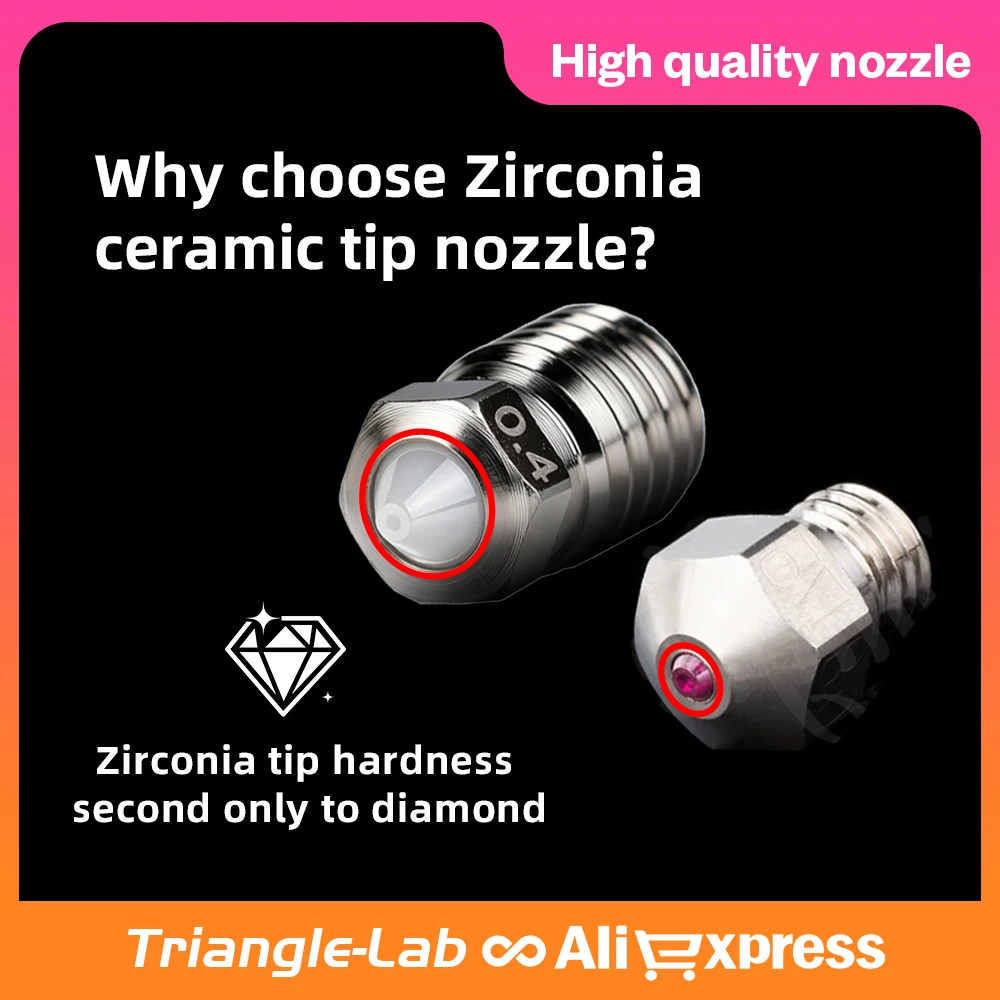 Trianglelab Zirconia Ceramic Tip Nozzle V6 Volcano Tz K1C K2 Wear Resistant Corrosion Resistant Can Print 1.75mm CF Filaments