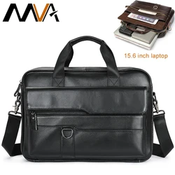 MVA Men Briefcase Bag Business Leather Shoulder Messenger Bags Office Handbag 15.6