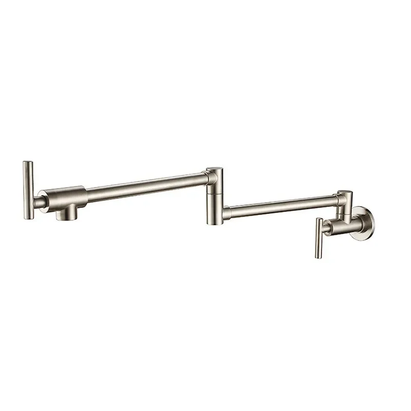 Brushed Gold Pot Filler Tap Wall Mounted Foldable Kitchen Faucet Single Cold Nickel Sink Tap Rotate Folding Spout Black SUS304