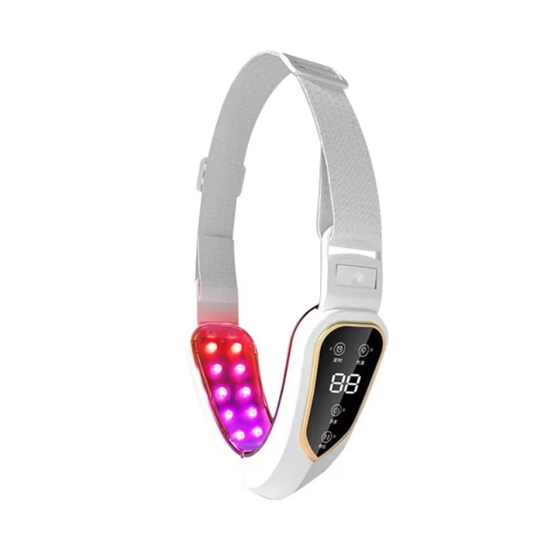 USB Powered V‑Shape Facial Massager 12 Modes Red Light Heating Beauty Device for Home Facial Shaping Skincare Tool
