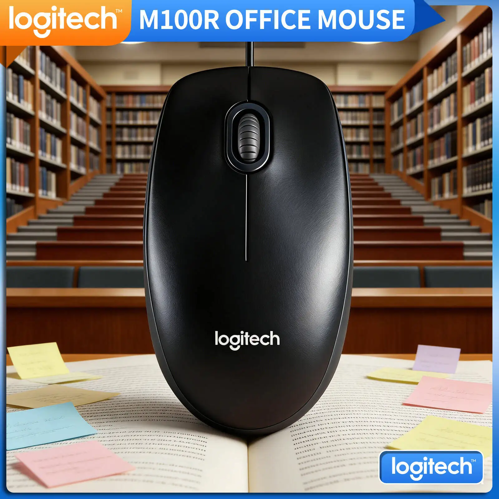 

Проводная оптическая мышь Logitech M100R, 1000 точек на дюйм, высокая точность, кабель 1,8 м, универсальный дизайн для ноутбуков, настольных ПК, офиса и дома