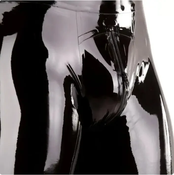 

Handmade Cool Male Latex Leggings Sexy Black Latex Gummi Pants High Waist Rubber Leggings with Front Crotch Zip Socks Attached