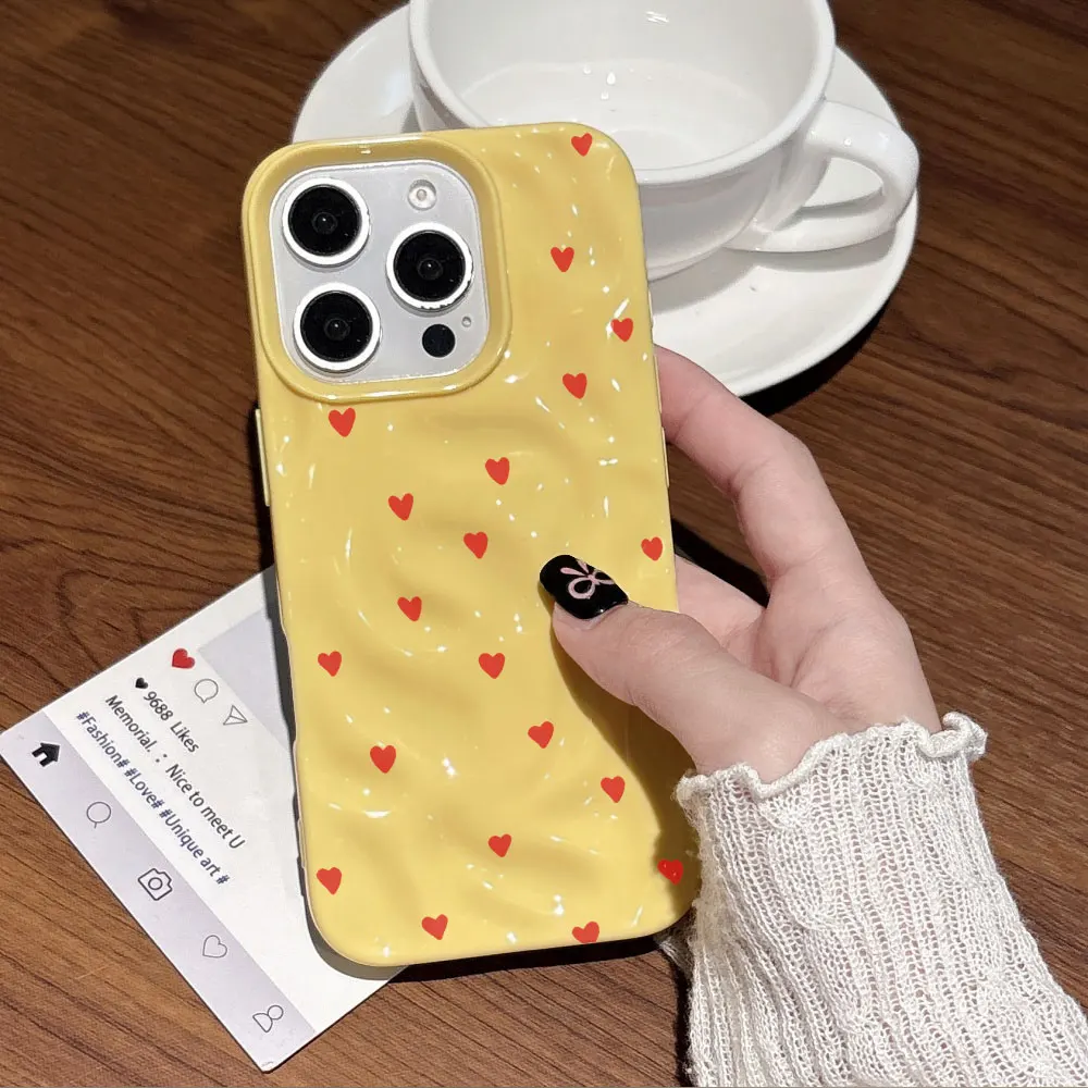 Modische Ästhetische Niedliche Herz-Handyhülle für iPhone 17 Air 15 16 14 Plus 13 12 11 Pro Max 17 Pro Silikon-Softcover – Detail 3
