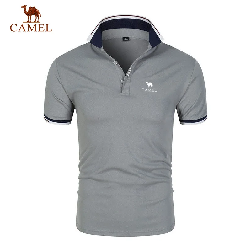 Camel embroidered men\'s polo shirt, short sleeved top, casual business shirt, high-quality, warm, brand new, summer