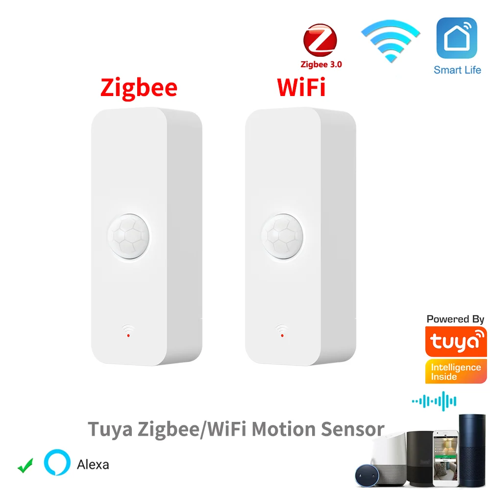 Датчик движения Tuya Wi-Fi Zigbee, инфракрасный детектор движения для умного дома, работает с Alexa Google Home