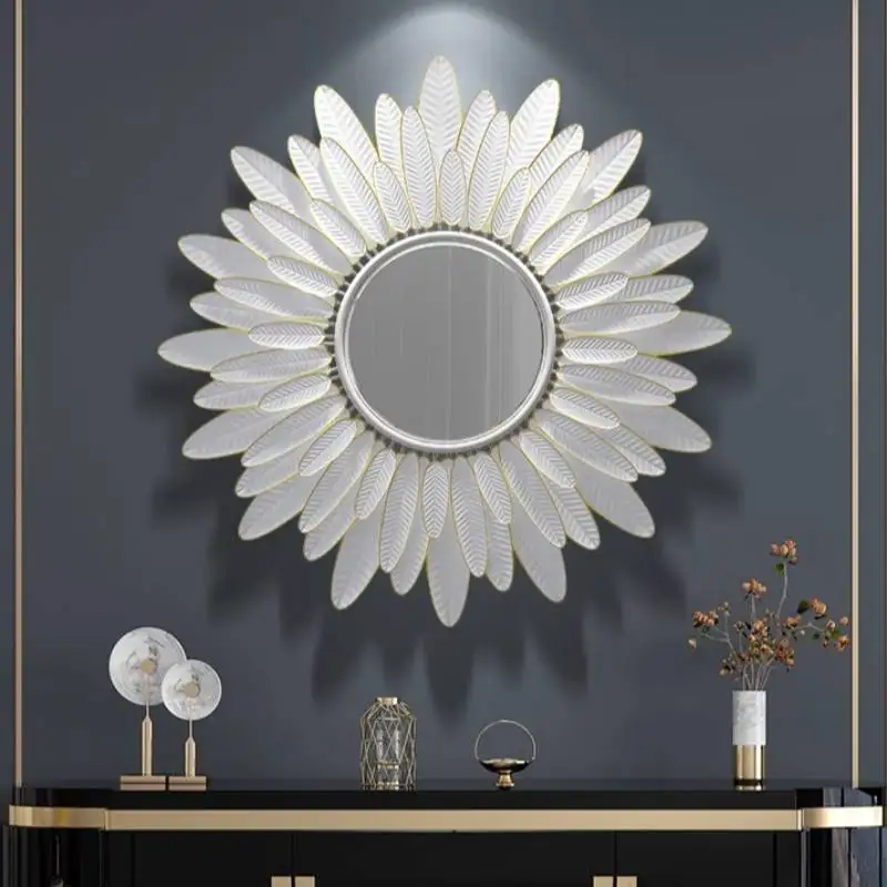 Quality Murale Mirror Decorate Living Room Metal Aesthetic Luxury Wall Art Makeup Cute Gold Espejos Para Pared Miroir